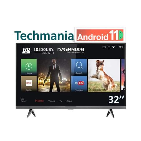 Techmania Smart TV 32" Android 11+ Dobly Audio Récepteur + TNT + HDMI + USB - Wifi Cast