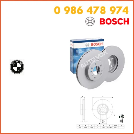 DISQUE DE FREIN BOSCH - 0 986 478 974 - AVANT