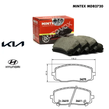 KIT DE PLAQUETTES DE FREIN AV - MINTEX MDB2720 - HYUNDAI I10 KIA PICANTO