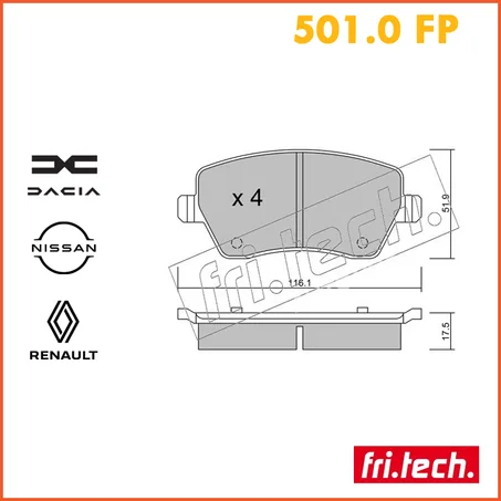 KIT DE PLAQUETTES DE FREIN AVANT - FRI.TECH 501.0FP