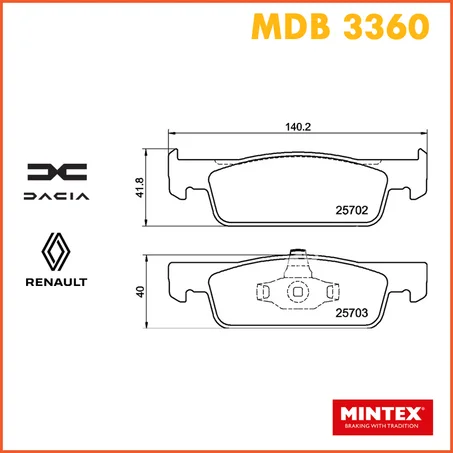KIT DE PLAQUETTES DE FREIN AVANT - MINTEX MDB3360