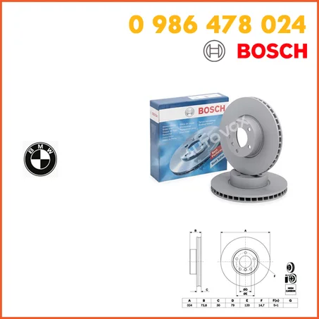 DISQUE DE FREIN BOSCH -0 986 478 024 - AVANT