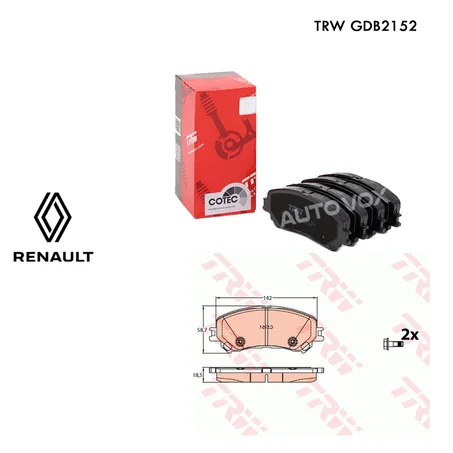 KIT DE PLAQUETTES DE FREIN AV - TRW GDB2152 - MEGANE IV SCENIC IV TALISMAN