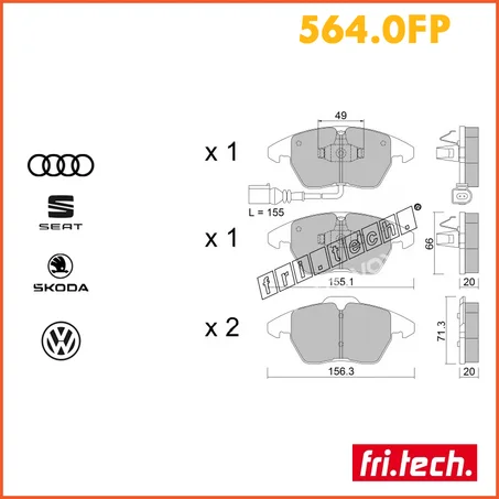 KIT DE PLAQUETTES DE FREIN AVANT - FRI.TECH 564.0FP