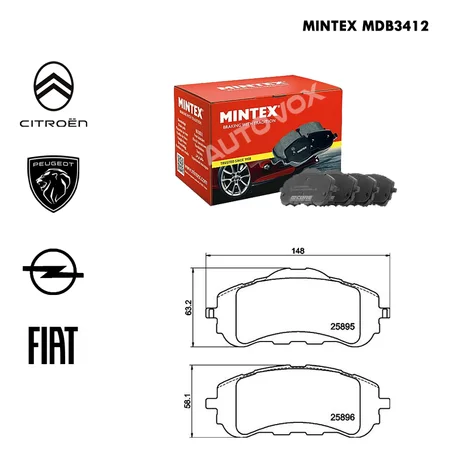 KIT DE PLAQUETTES DE FREIN AV - MINTEX MDB3412 - PGT 308 - CTR BERLINGO - ASTRA - DOBLO III