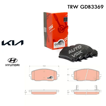 KIT DE PLAQUETTES DE FREIN AVANT - TRW GDB3369 COTEC