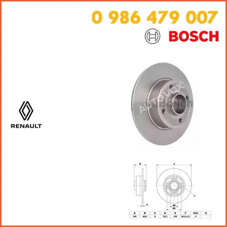 DISQUE DE FREIN BOSCH - 0 986 479 007 - ARRIERE