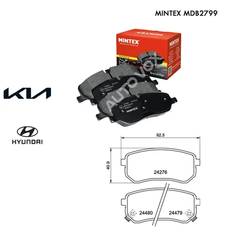 KIT DE PLAQUETTES DE FREIN AR - MINTEX MDB2799 - HYUNDAI I10 KIA PICANTO