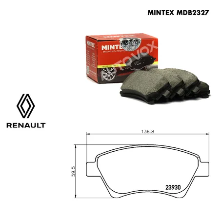 KIT DE PLAQUETTES DE FREIN AV - MINTEX MDB2327 - RENAULT KANGOO I MEGANE II SCENIC