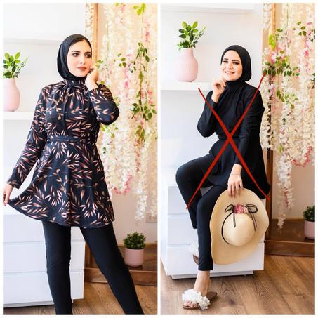 Burkini Noire Avec Motif des Fleurs 2024