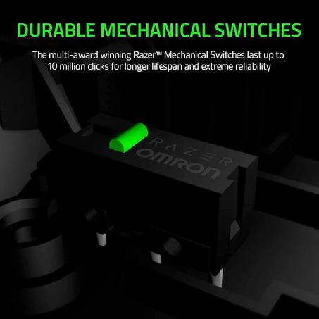 ماوس ديث ادر ايسينشال من رايزر-جهاز استشعار بصري ترو 6400 DPI - شكل مريح، متانة عالية، 5 ازرار استجابة سريعة، 10 ملايين نقرة - باللون الابيض، USB