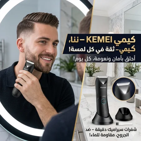🚨 ماكينة الحلاقة الذكية Kemei الأصلية ✂️ دقة احترافية + راحة كاملة في أي وقت