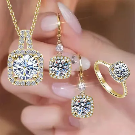 خاتم أقراط مجوهرات تذكارية بسيطة