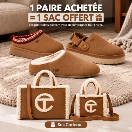 1 Pantoufle ACHETÉE = 1 SAC OFFERT 🎁