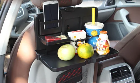 منظم وجبات السفر لمقعد السيارة الخلفي (صينية وجبات, حامل الأكواب, منظم)