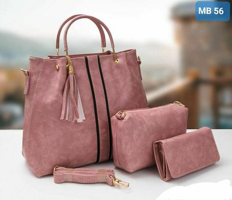 حقيبة يد جميلة مكونة من 3 قطع صاك كبير بوشيط وبزطام