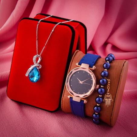 سنسلة بلاكيور اصفر او ابيض مع ساعة و براسلي