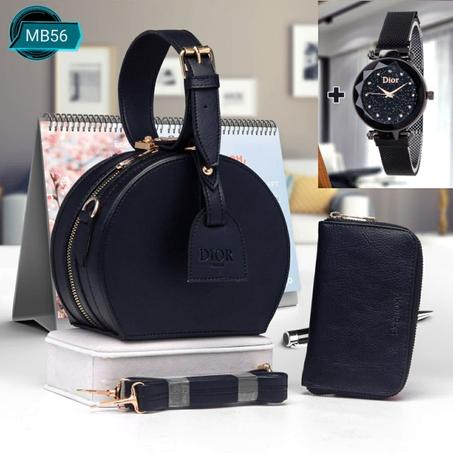 حقيبة يد جميلة مكونة من 2قطع  صاك كبير وبزطام+ ساعة هدية