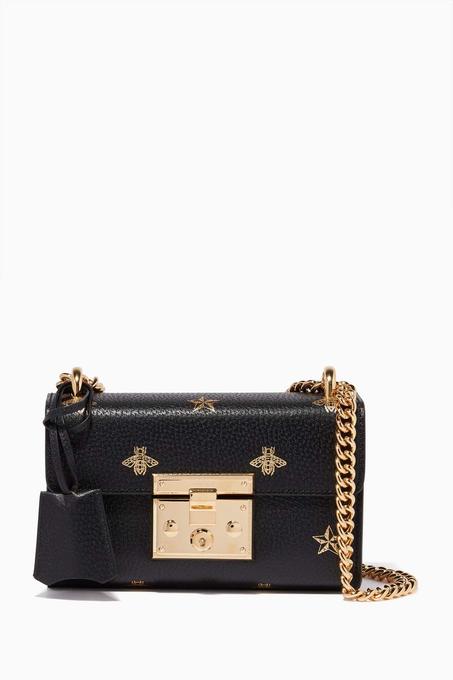 حقيبة كتف بادلوك بنقشة نحل ونجوم سوداء