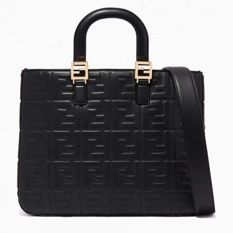 حقيبة يد متوسطة الحجم جلد نابا بشعار FF