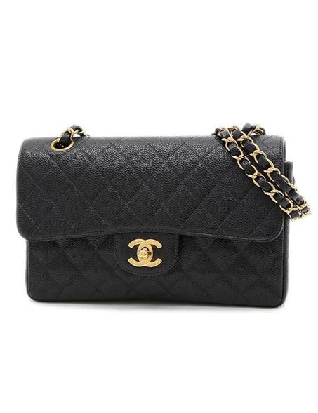 CHANEL Matrasse WChainShoulder Bag Caviar Skin Black Gold
