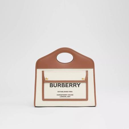 Small Two-tone Canvas and Leather Pocket Tote