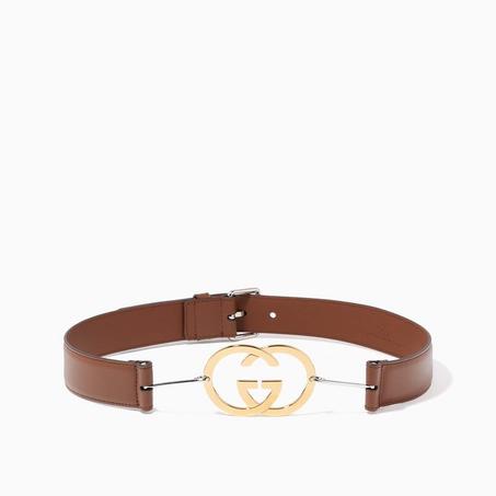 حزام جلد بإبزيم بحرفي G متداخلين