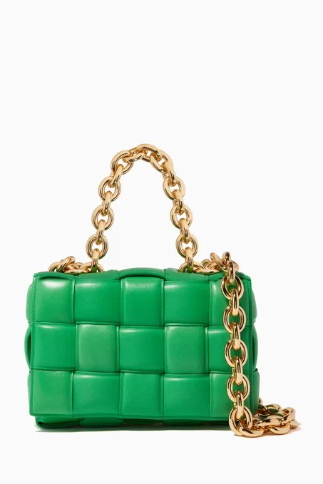 حقيبة كتف كاسيت جلد نابا بسلسلة