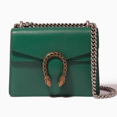 حقيبة كتف ديونيسوس جلدية صغيرة خضراء