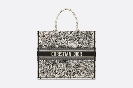 DIOR BOOK TOTE Latte Multicolor Dior Zodiac Embroidery