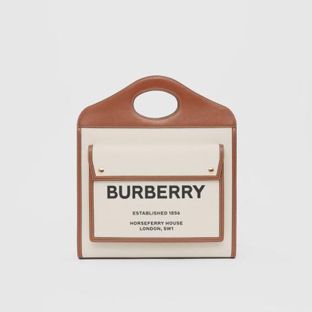 Medium Two-tone Canvas and Leather Pocket Bag