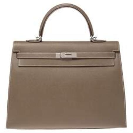 Hermes Etoupe Epsom Leather Palladium Hardware Kelly Sellier 35 Bag