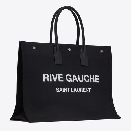 RIVE GAUCHE TOTE BAG IN LINEN AND LEATHER