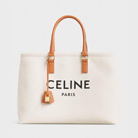 HORIZONTAL CABAS CELINE IN TEXTILE WITH CELINE PRINT AND CALFSKIN