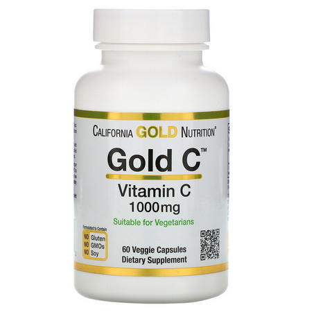 California Gold Nutrition, Gold C, Vitamine C, 1000 mg, 60 capsules végétariennes