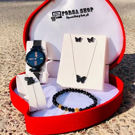 😍 كولي ديال #النقرة_الحرة 925 +ساعة +عقيق+ بواطة هدية 😍 متوفر في الالوان ذهبي وازرق واسود (copy)