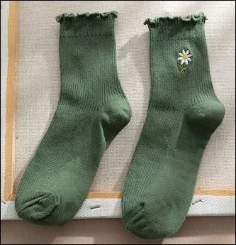 gathered socks, floral pattern, kawaiiWomen's
