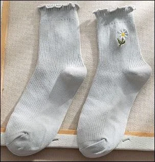 gathered socks, floral pattern, kawaiiWomen's