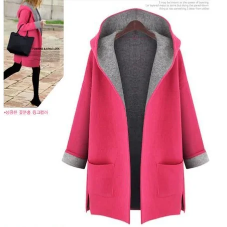 Fashion Manteau long à capuche en laine