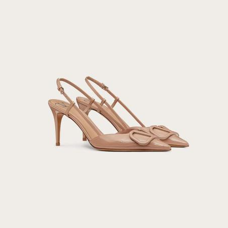 VLOGO SIGNATURE PATENT LEATHER SLINGBACK PUMP 80MM / 3.15 IN.