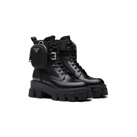 Brushed Rois leather and nylon Monolith boots