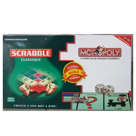 Scrable et Monopoly 2 en 1