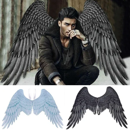 3D Angel Wings Halloween Mardi Gras Theme Party Costume Cosplay Decoration Large Black Wings Devil  Accessories For Adults Kids