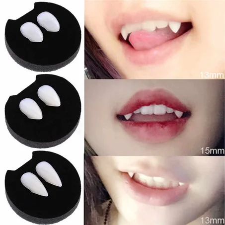 2pcsx Cosplay Halloween Dentures Zombie Ghost Devil Werewolf Teeth Box Packed Gift Prop Costume Party Vampire Teeth Kid Toy