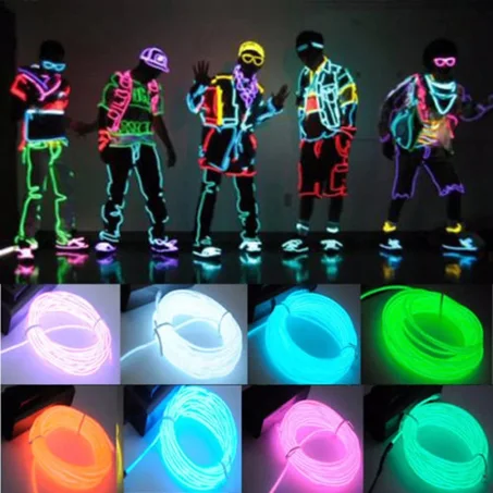 Glow EL Wire Cable LED Neon ChristmasGlow EL Wire Cable LED Neon Christmas Dance Party DIY Costumes Clothing Luminous Car Light Decoration Clothes Ball Rave 1m/3m/5m DIY Costumes Clothing Lum