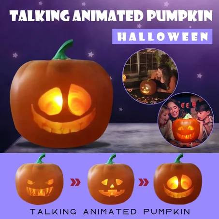 2020x Brand Halloween Electric Pumpkin Projection Lamp Toy Talking Animated Pumpkin with Built-In Projector & Speaker 3-In-1 L*5x
