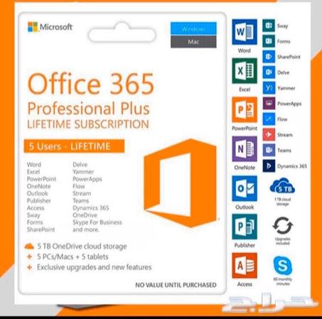 Microsoft Office 365 Professional Plus For 5 Devices, Lifetime,5TB One-Drive
