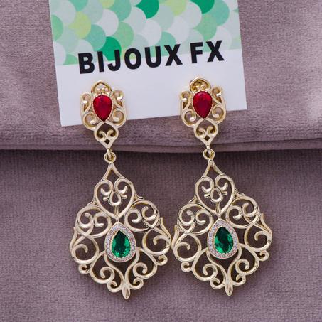 Boucles d'oreilles Long de mariage style strass