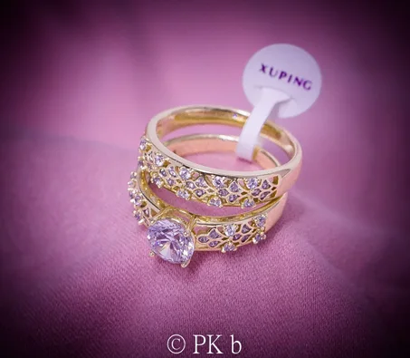 Acheter 2020 Mode De Haute Qualité Zircon Bague De Fiançailles Double Plaqué Or