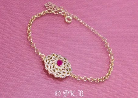 Gourmette Chaîne de Main en Acier Inoxydable Plaqué or